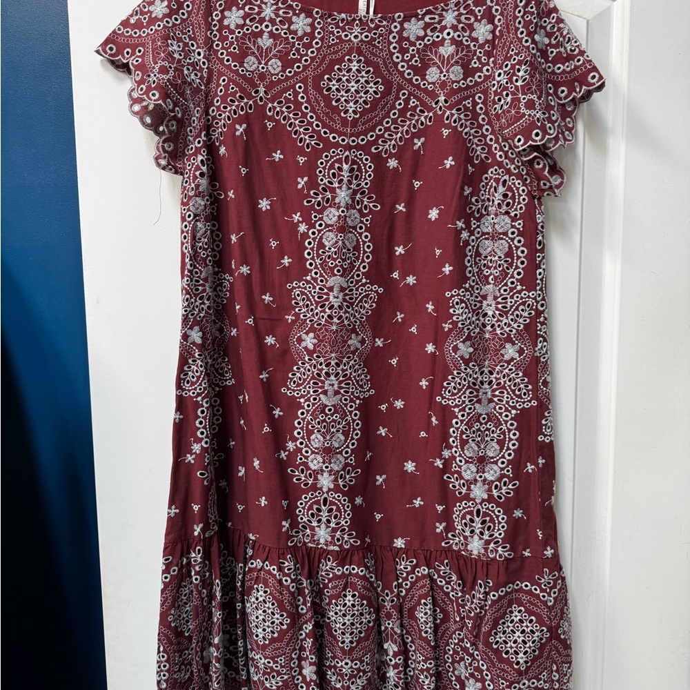 Anthropologie Red and White Midi Dress